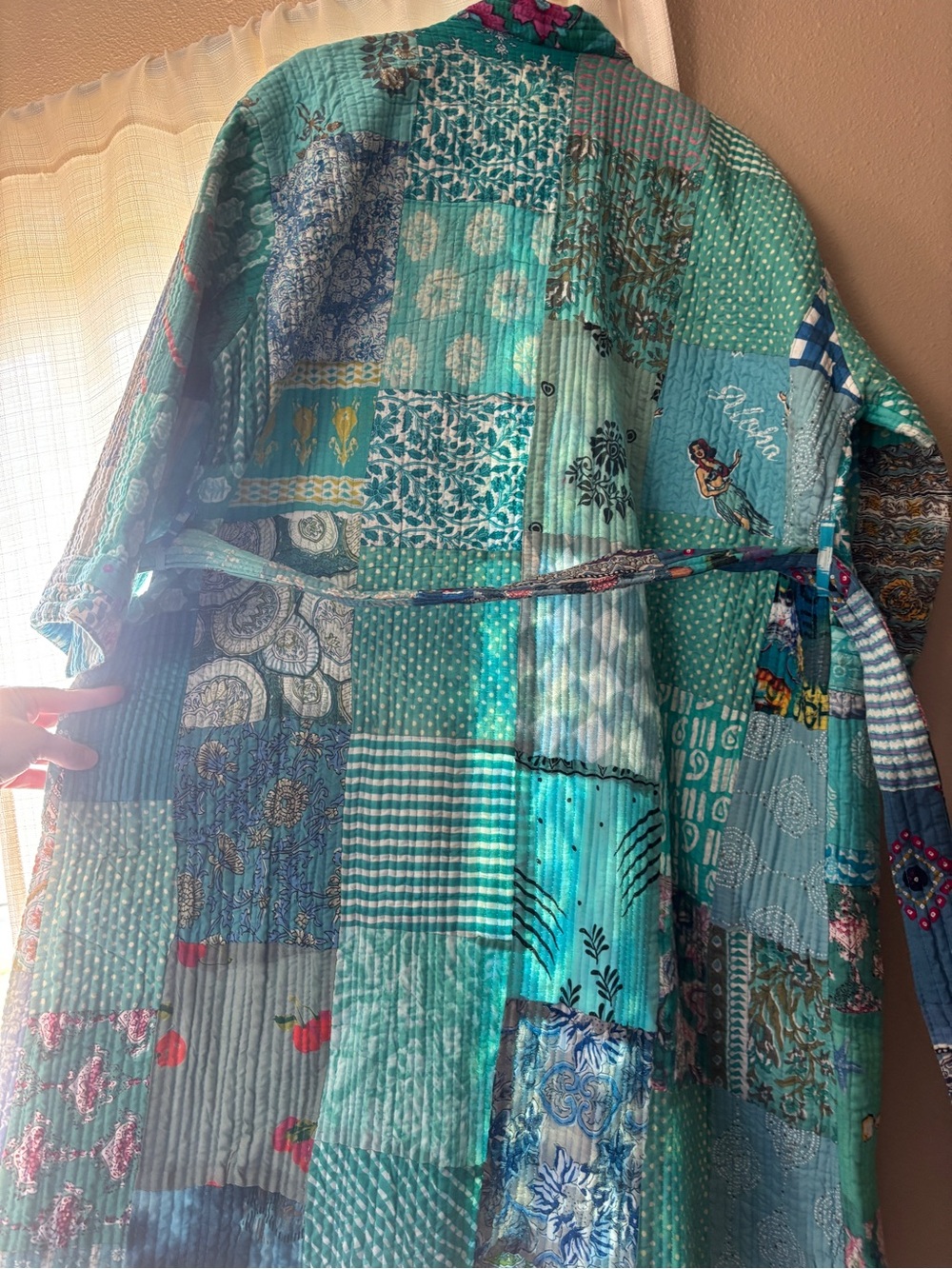 Patchwork Turquoise Kantha-Style - Picture 5 of 7